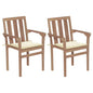 Garden Chairs 2 Pcs With Cushions Solid Teak Wood