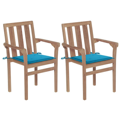 Garden Chairs 2 Pcs With Cushions Solid Teak Wood