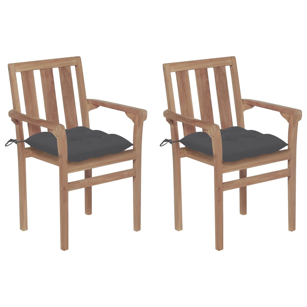 Garden Chairs 2 Pcs With Cushions Solid Teak Wood