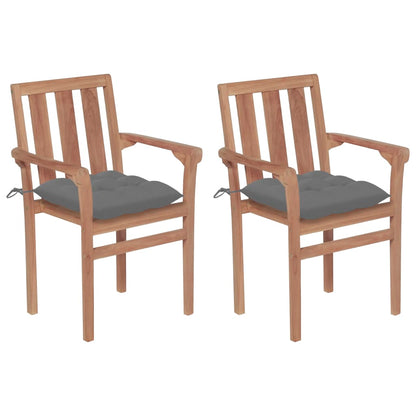 Garden Chairs 2 Pcs With Cushions Solid Teak Wood