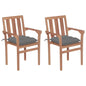 Garden Chairs 2 Pcs With Cushions Solid Teak Wood