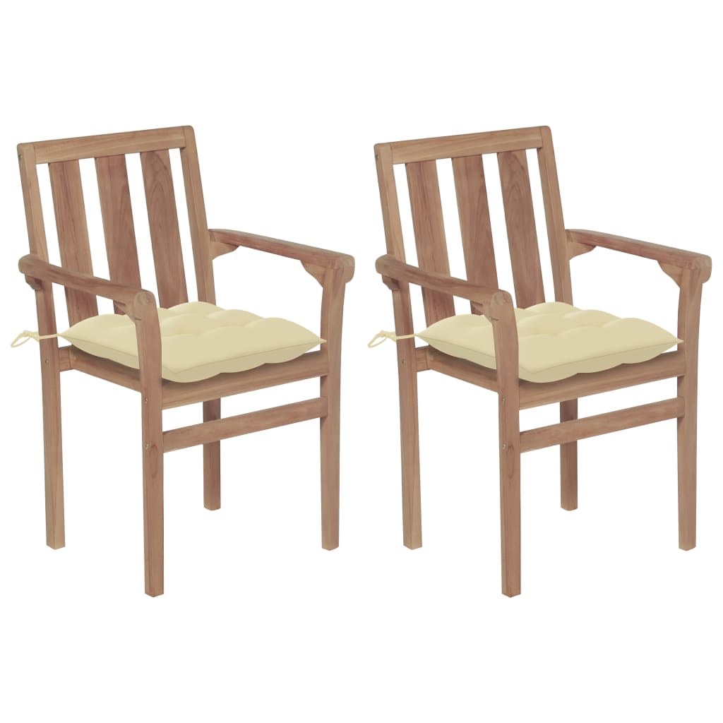 Garden Chairs 2 Pcs With Cushions Solid Teak Wood