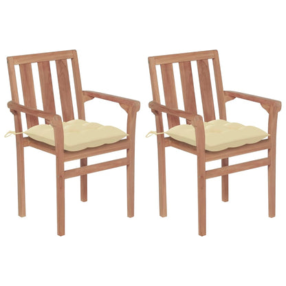 Garden Chairs 2 Pcs With Cushions Solid Teak Wood