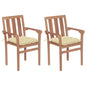 Garden Chairs 2 Pcs With Cushions Solid Teak Wood