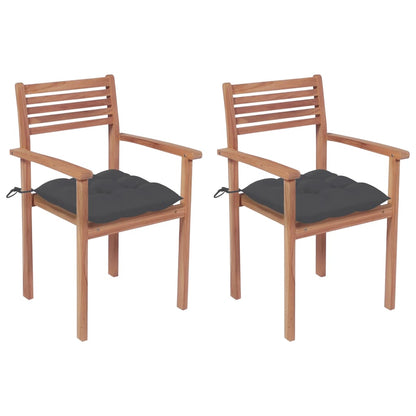 Stackable Garden Chairs With Cushions 8 Pcs Solid Teak Wood
