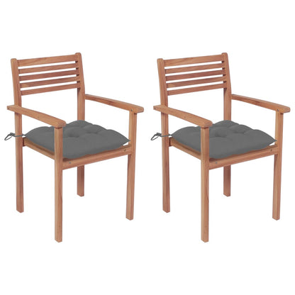 Stackable Garden Chairs With Cushions 8 Pcs Solid Teak Wood