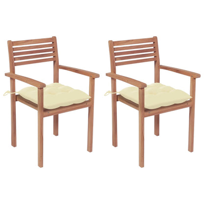 Stackable Garden Chairs With Cushions 8 Pcs Solid Teak Wood