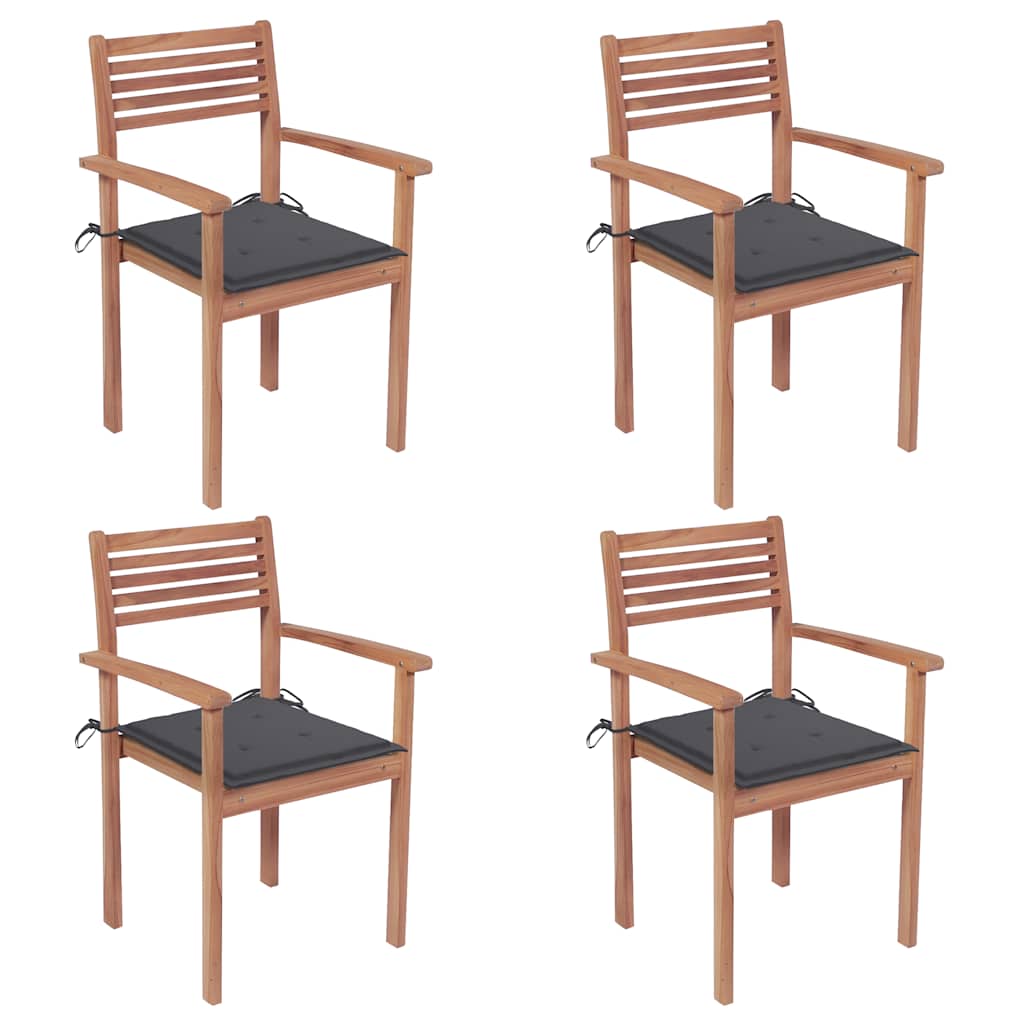 Garden Chairs 4 Pcs With Cushions Solid Teak Wood