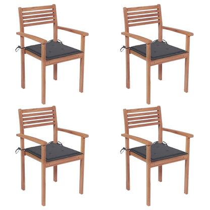 Garden Chairs 4 Pcs With Cushions Solid Teak Wood
