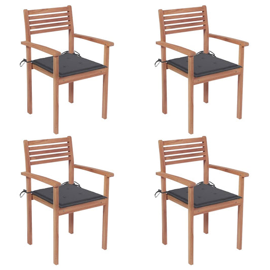Garden Chairs 4 Pcs With Cushions Solid Teak Wood