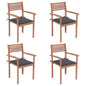 Garden Chairs 4 Pcs With Cushions Solid Teak Wood