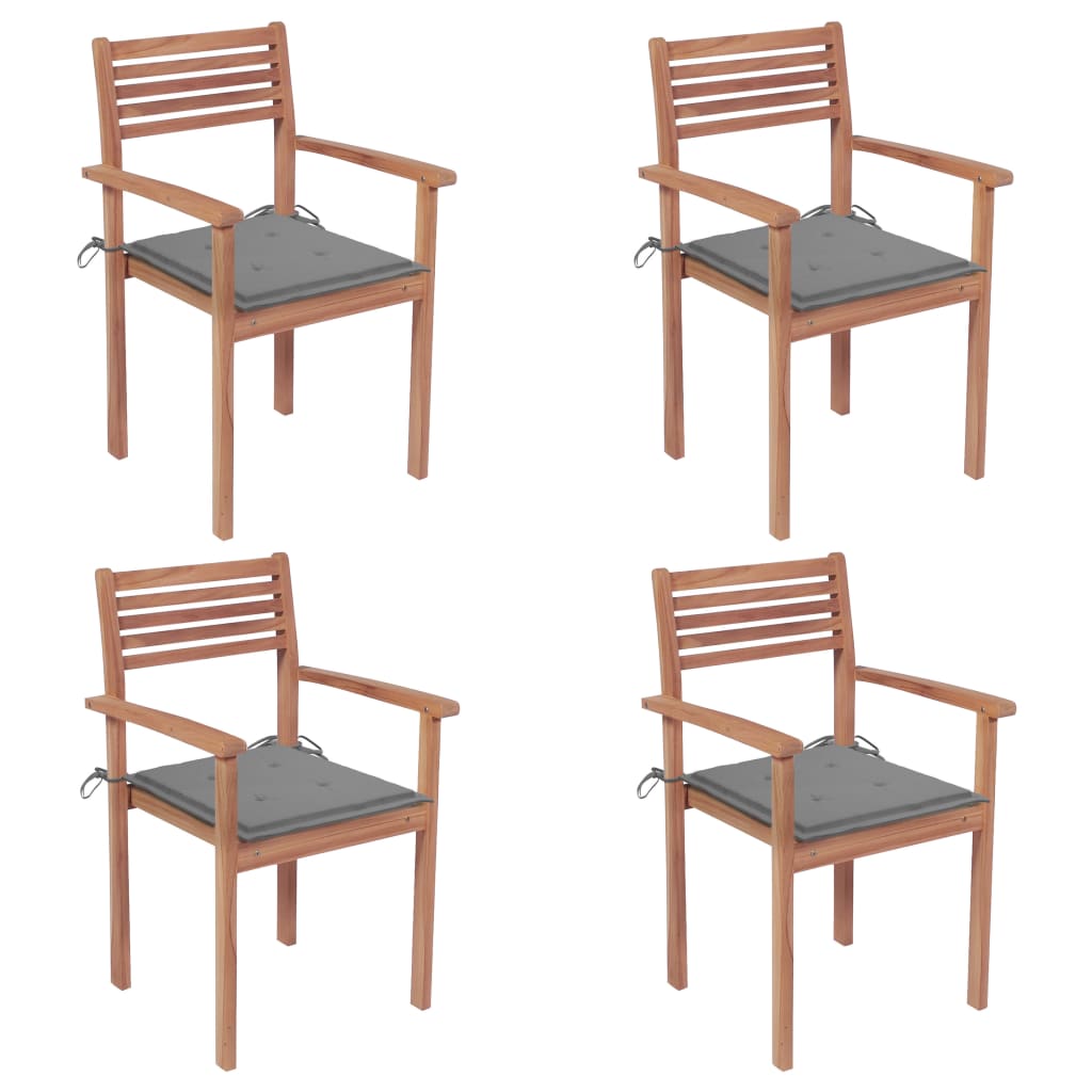 Garden Chairs 4 Pcs With Cushions Solid Teak Wood