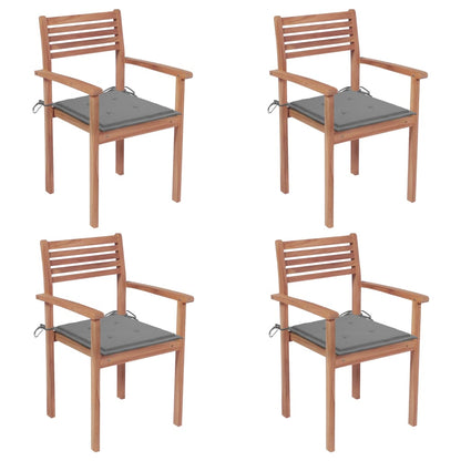 Garden Chairs 4 Pcs With Cushions Solid Teak Wood