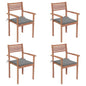 Garden Chairs 4 Pcs With Cushions Solid Teak Wood