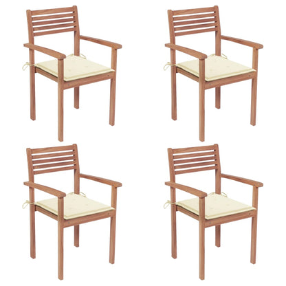 Garden Chairs 4 Pcs With Cushions Solid Teak Wood