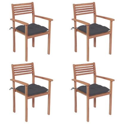 Stackable Garden Chairs With Cushions 8 Pcs Solid Teak Wood