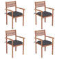 Stackable Garden Chairs With Cushions 8 Pcs Solid Teak Wood