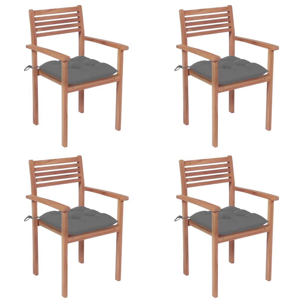 Stackable Garden Chairs With Cushions 8 Pcs Solid Teak Wood