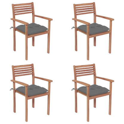 Stackable Garden Chairs With Cushions 8 Pcs Solid Teak Wood