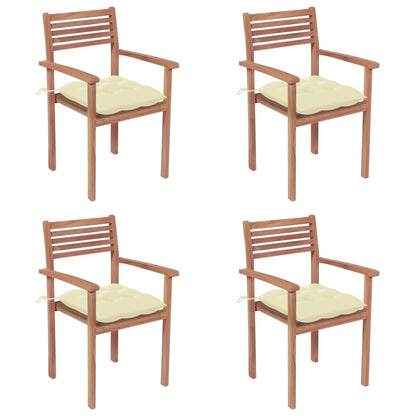 Stackable Garden Chairs With Cushions 8 Pcs Solid Teak Wood