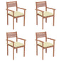 Stackable Garden Chairs With Cushions 8 Pcs Solid Teak Wood