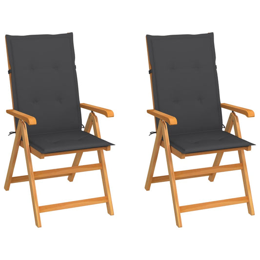 Garden Chairs 2 Pcs With Cushions Solid Teak Wood