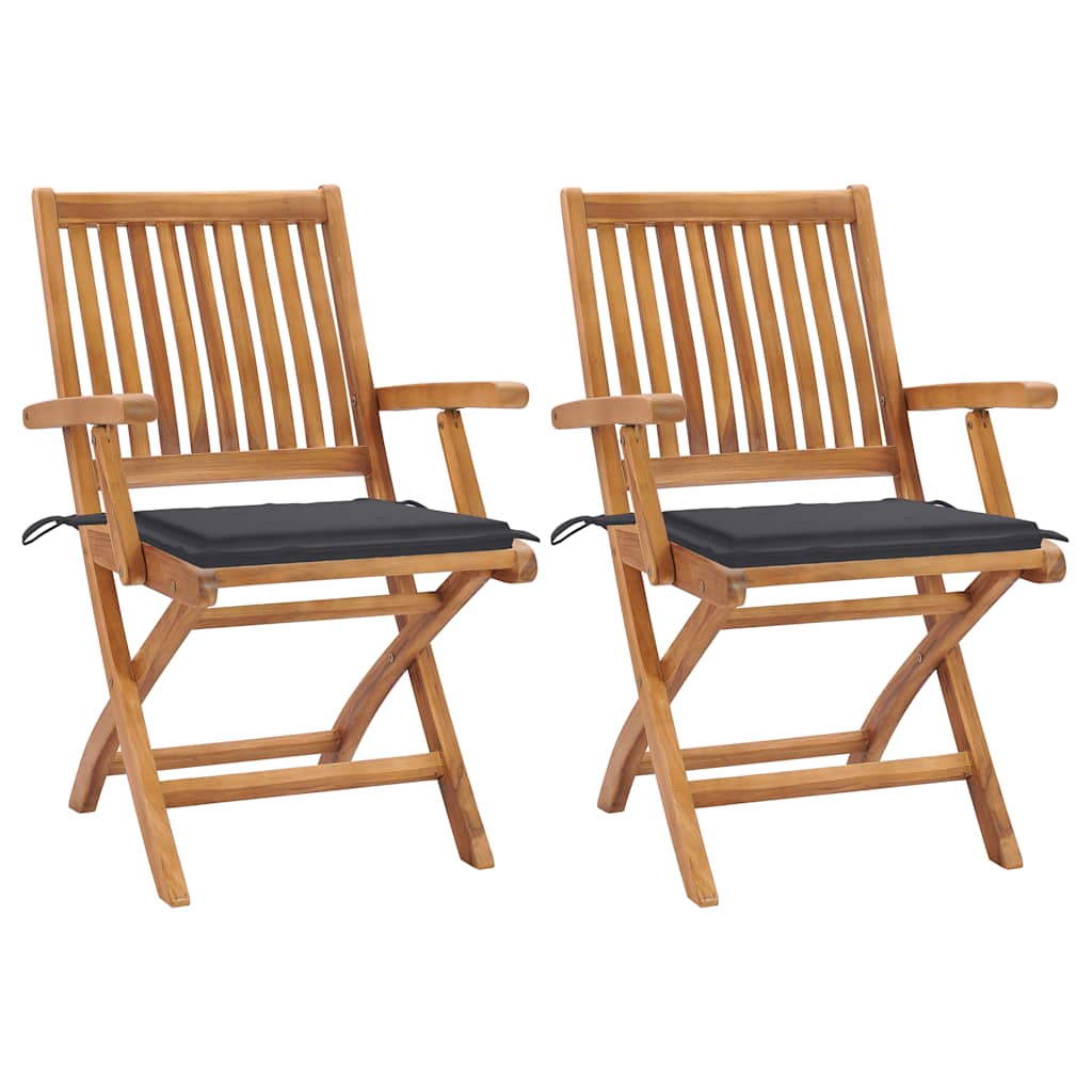 Garden Chairs 2 Pcs With Cushions Solid Teak Wood