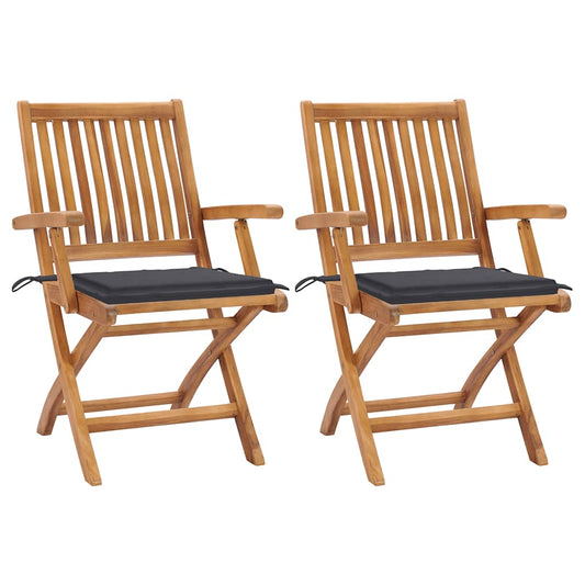 Garden Chairs 2 Pcs With Cushions Solid Teak Wood