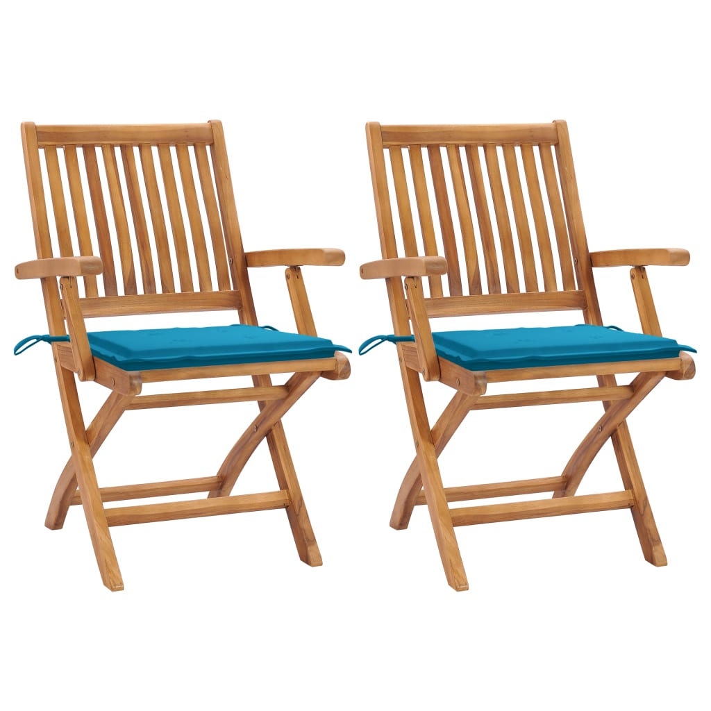 Garden Chairs 2 Pcs With Cushions Solid Teak Wood
