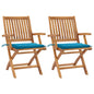 Garden Chairs 2 Pcs With Cushions Solid Teak Wood