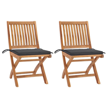 Garden Chairs 2 Pcs With Cushions Solid Teak Wood