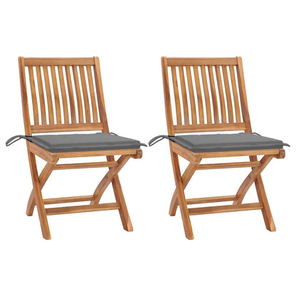 Garden Chairs 2 Pcs With Cushions Solid Teak Wood