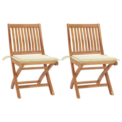Garden Chairs 2 Pcs With Cushions Solid Teak Wood