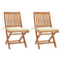 Garden Chairs 2 Pcs With Cushions Solid Teak Wood