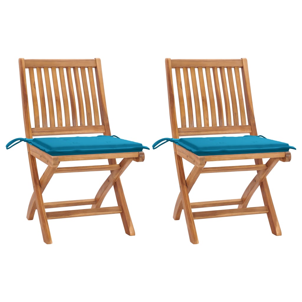 Garden Chairs 2 Pcs With Cushions Solid Teak Wood