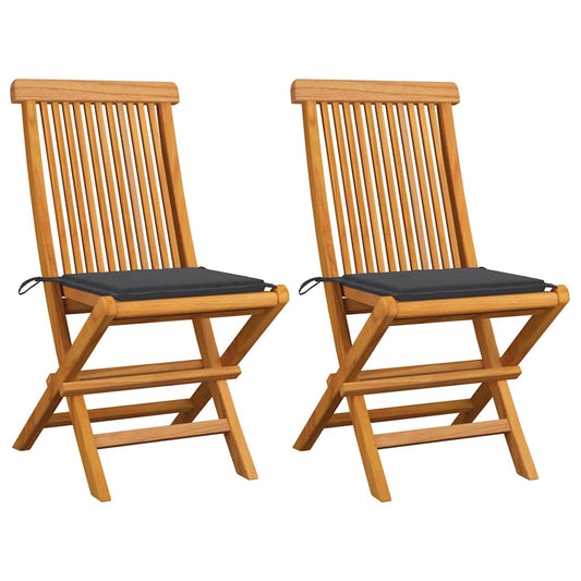 Garden Chairs With Cushions 2 Pcs Solid Teak Wood