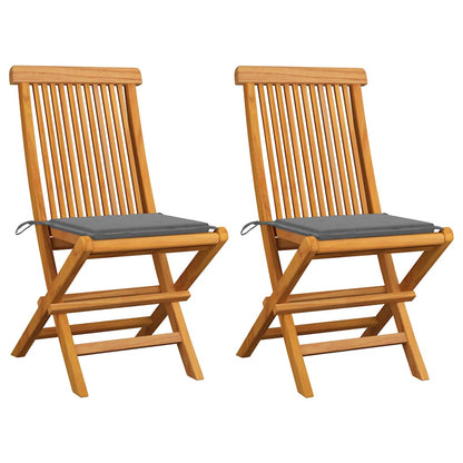 Garden Chairs With Cushions 2 Pcs Solid Teak Wood