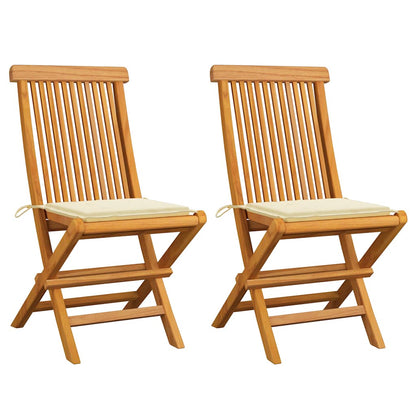 Garden Chairs With Cushions 2 Pcs Solid Teak Wood