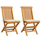 Garden Chairs With Cushions 2 Pcs Solid Teak Wood