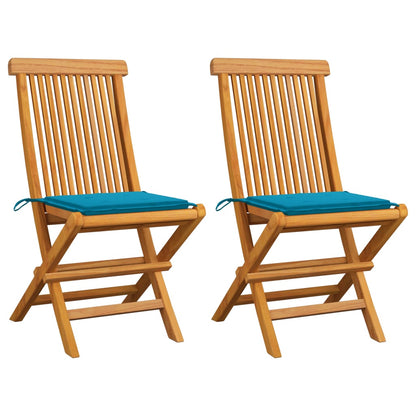 Garden Chairs With Cushions 2 Pcs Solid Teak Wood