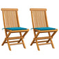 Garden Chairs With Cushions 2 Pcs Solid Teak Wood