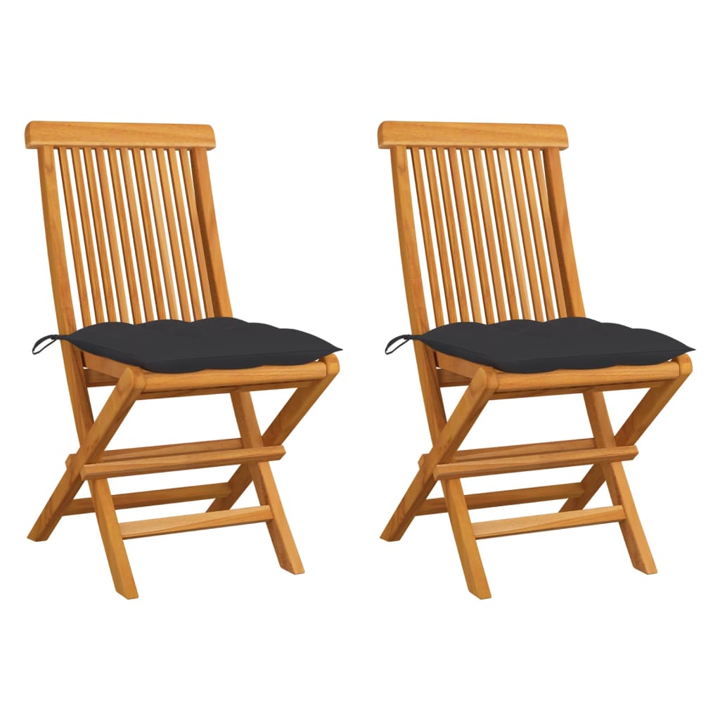 Garden Chairs With Cushions 2 Pcs Solid Teak Wood