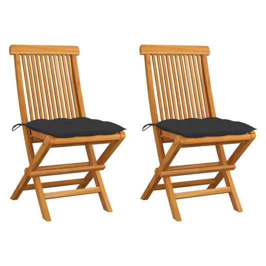 Garden Chairs With Cushions 2 Pcs Solid Teak Wood
