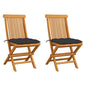 Garden Chairs With Cushions 2 Pcs Solid Teak Wood