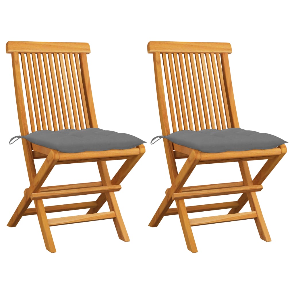Garden Chairs With Cushions 2 Pcs Solid Teak Wood
