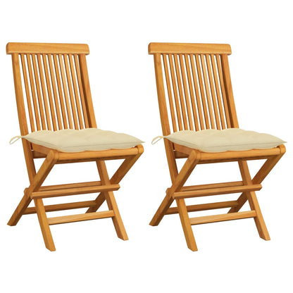 Garden Chairs With Cushions 2 Pcs Solid Teak Wood