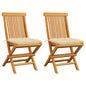 Garden Chairs With Cushions 2 Pcs Solid Teak Wood