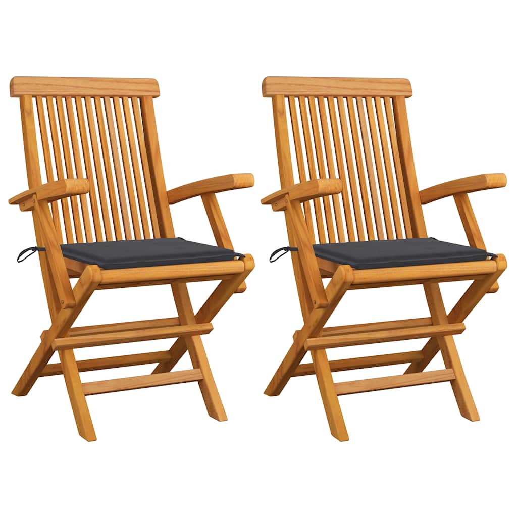 Garden Chairs With Cushions 3 Pcs Solid Teak Wood