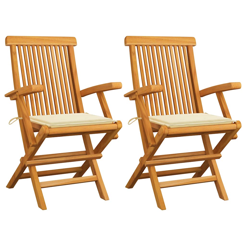 Garden Chairs With Cushions 3 Pcs Solid Teak Wood