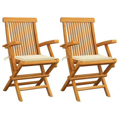 Garden Chairs With Cushions 3 Pcs Solid Teak Wood